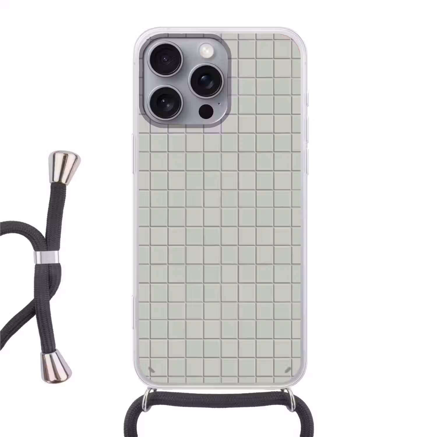 Tegel - Patroon - Lichtgroen Hoesje iPhone 16 Pro Max met koord klein 804 -3d