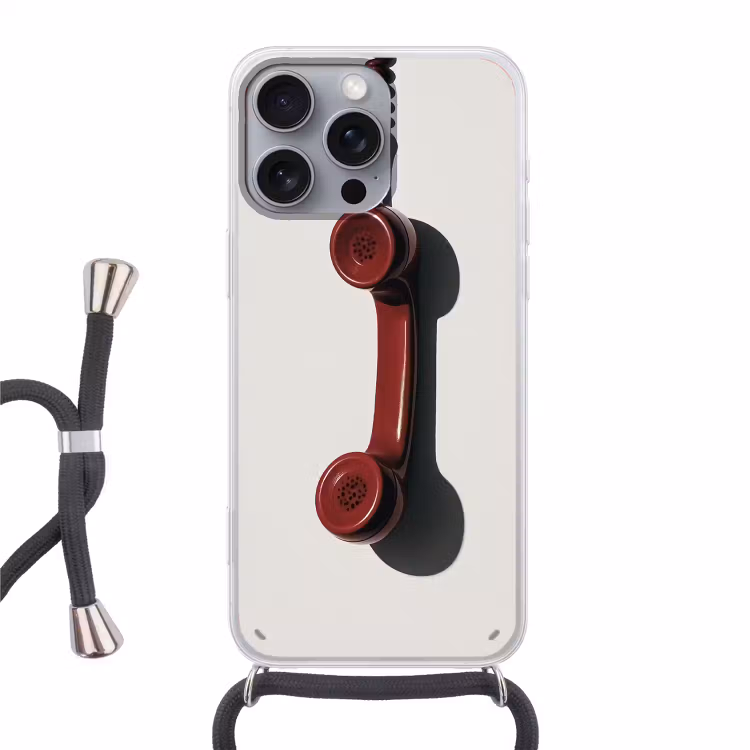 Telefoon - Koord - Rood - Minimalistisch Hoesje iPhone 16 Pro Max met koord klein -3d