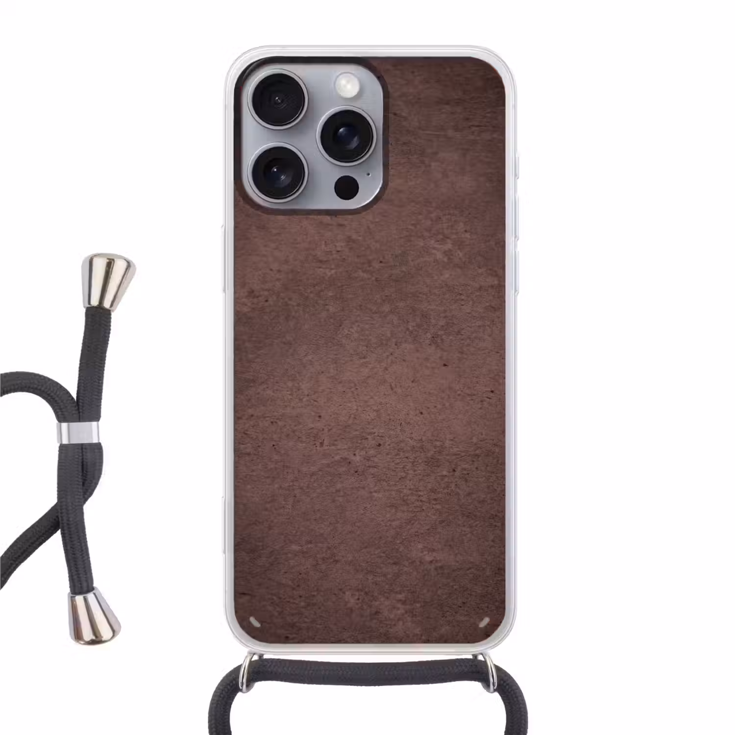 Textuur - Beton - Abstract - Donker - Bruin Hoesje iPhone 16 Pro Max met koord klein -3d