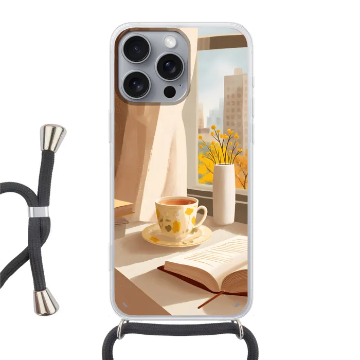 Thee - Boek - Thee - Herfst Hoesje iPhone 16 Pro Max met koord klein -3d