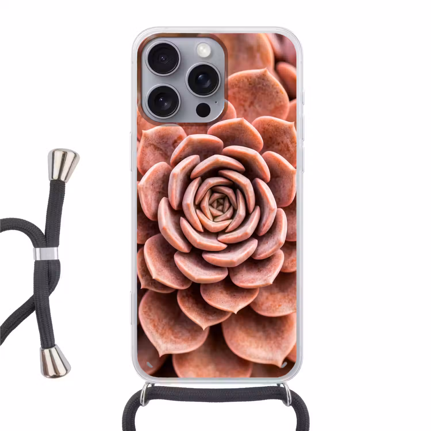 Vetplant - Organisch - Roze Hoesje iPhone 16 Pro Max met koord klein -3d