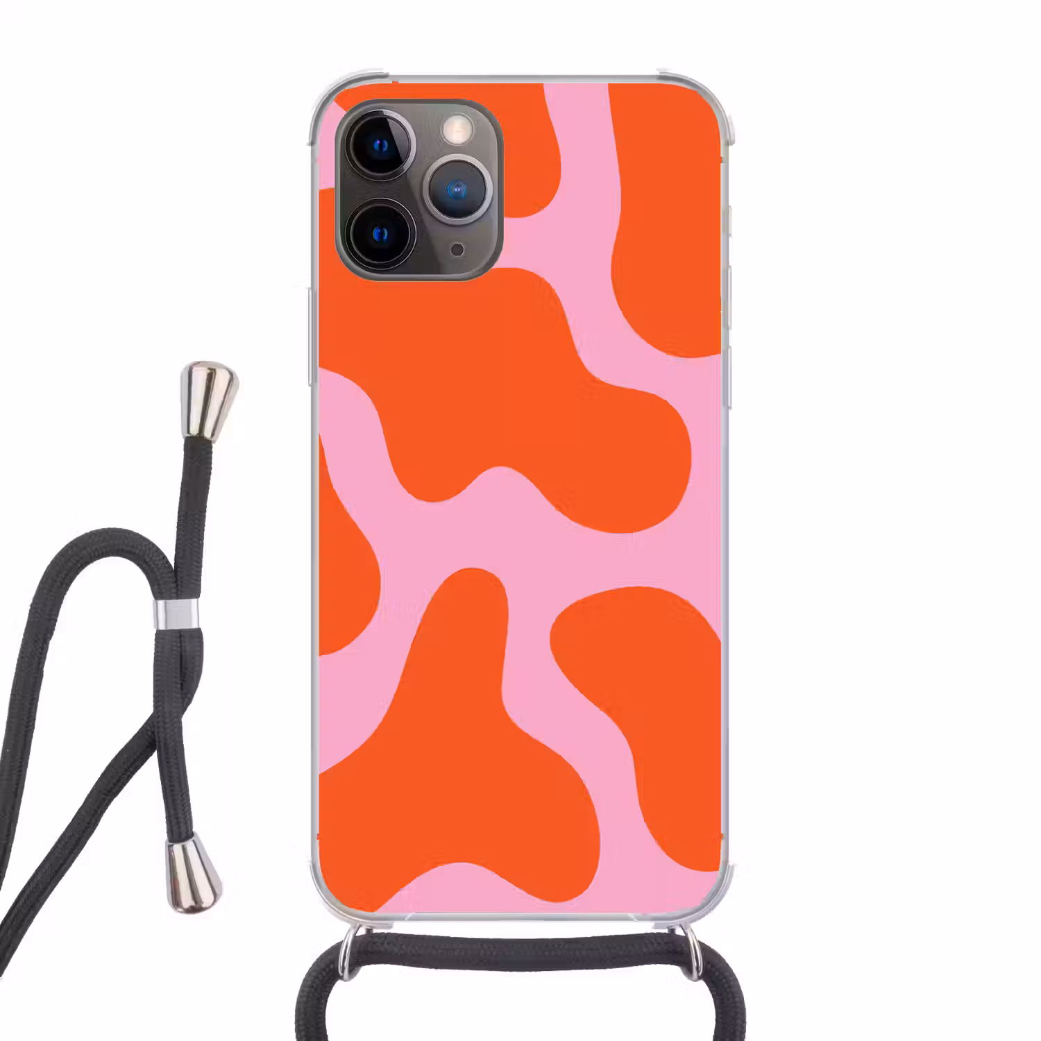 Vlekken - Rood - Roze - Patroon - Minimalistisch Hoesje iPhone 12 Pro met koord klein -3d