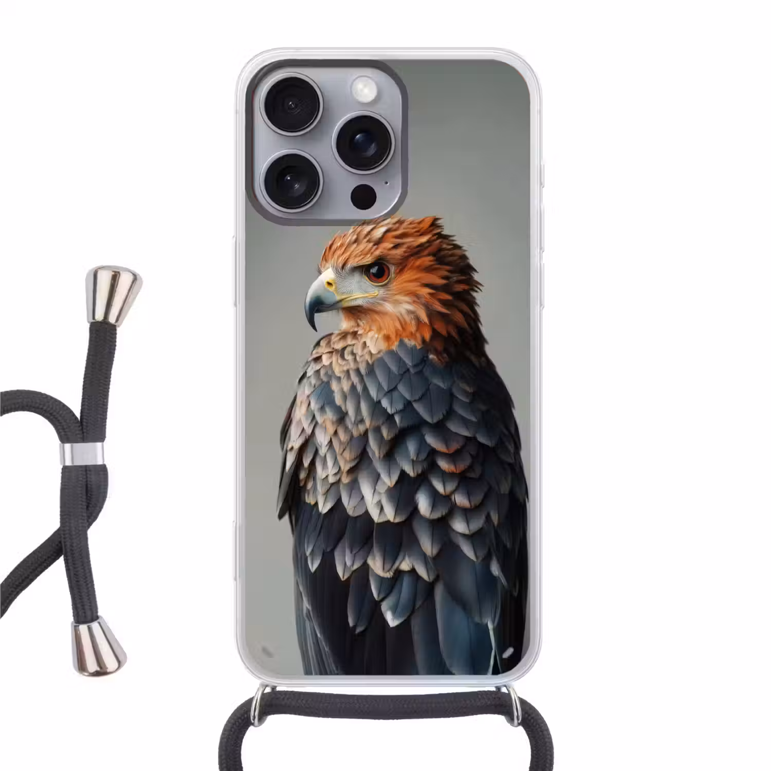 Vogel - Realistisch - Veren - Bruin Hoesje iPhone 16 Pro Max met koord klein -3d