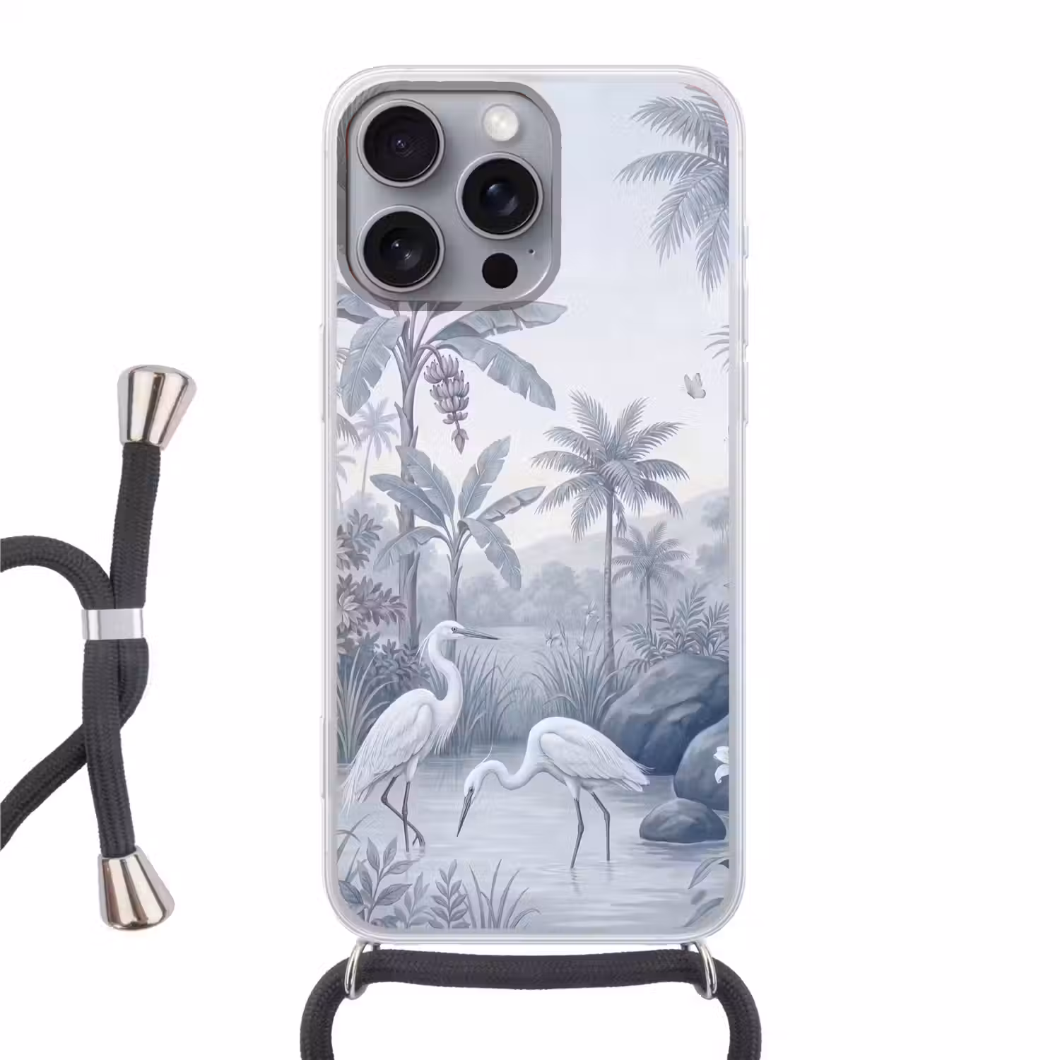 Vogel - Water - Tropisch - Natuur - Blauw Hoesje iPhone 16 Pro Max met koord klein -3d