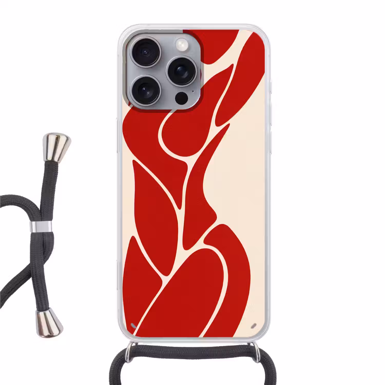 Vrouw - Figuur - Abstract - Modern - Rood Hoesje iPhone 16 Pro Max met koord klein -3d