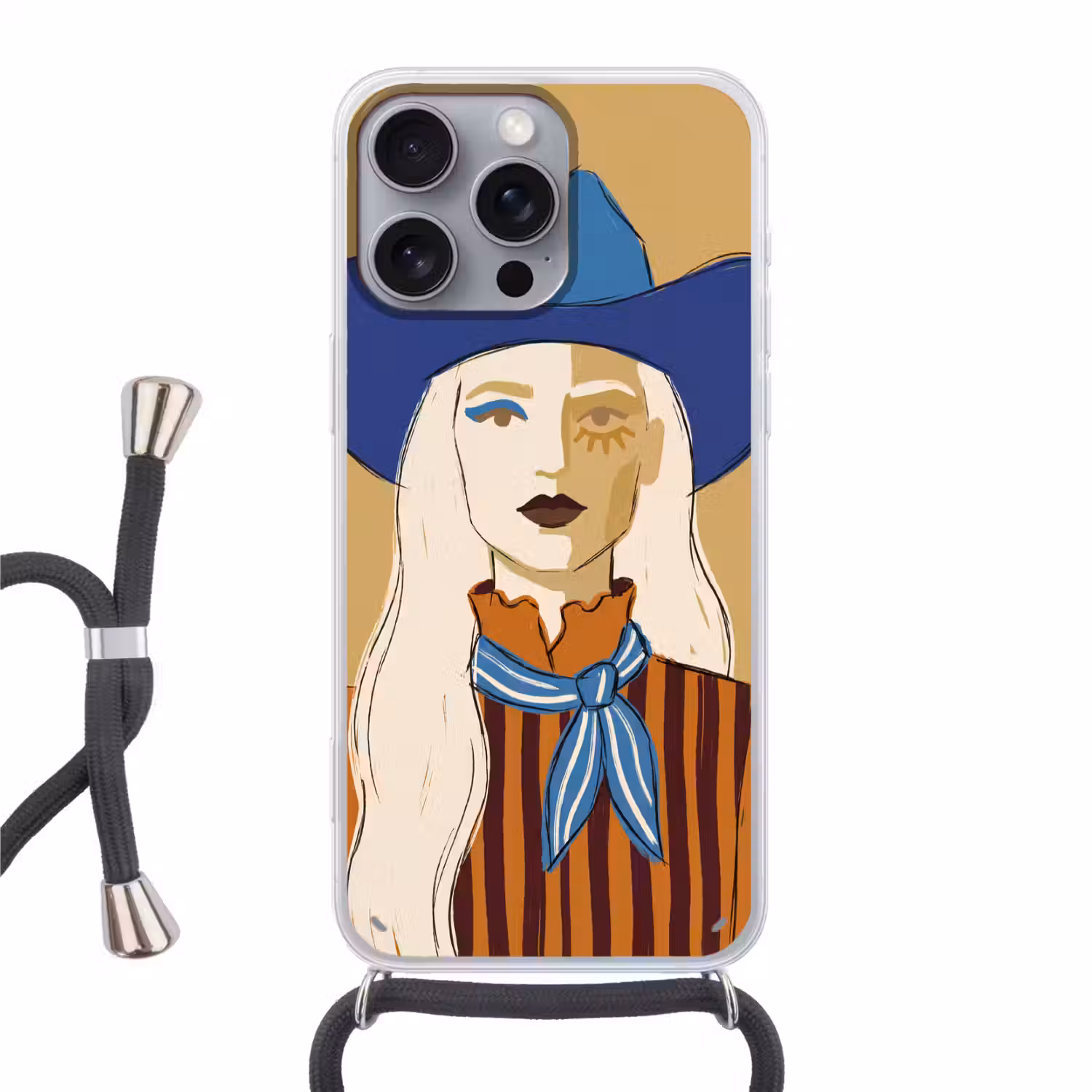Vrouw - Portret - Abstract - Kleurrijk - Modern Hoesje iPhone 16 Pro Max met koord klein -3d