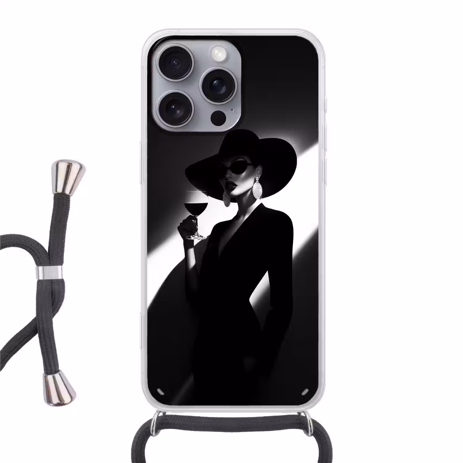 Vrouw - Wijn - Chic Hoesje iPhone 16 Pro Max met koord klein -3d