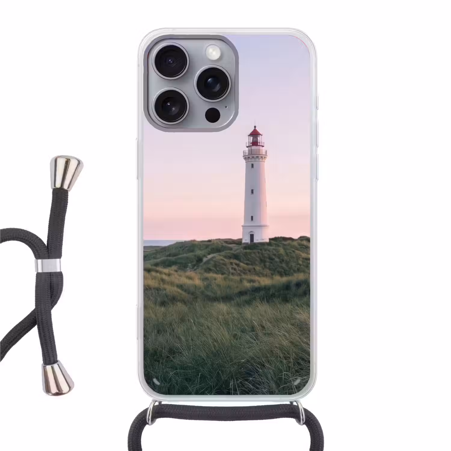 Vuurtoren - Duinlandschap - Zee Hoesje iPhone 16 Pro Max met koord klein -3d