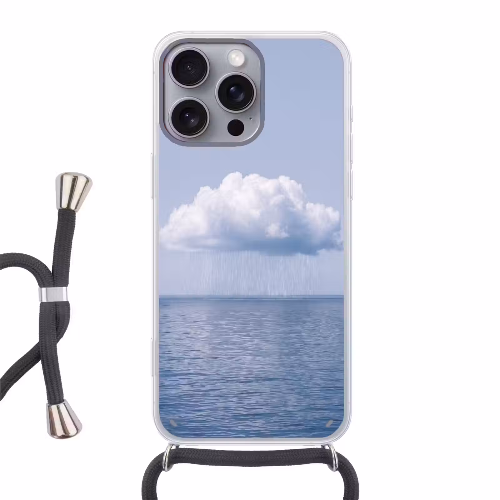 Telefoonhoesje met koord - Wolk - Regen - Natuur - Wolk - Regen - Natuur Hoesje iPhone 16 Pro Max met koord klein