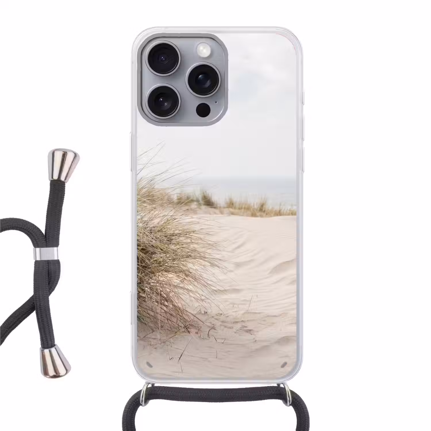 Wolken - Duinlandschap - Zand Hoesje iPhone 16 Pro Max met koord klein -3d