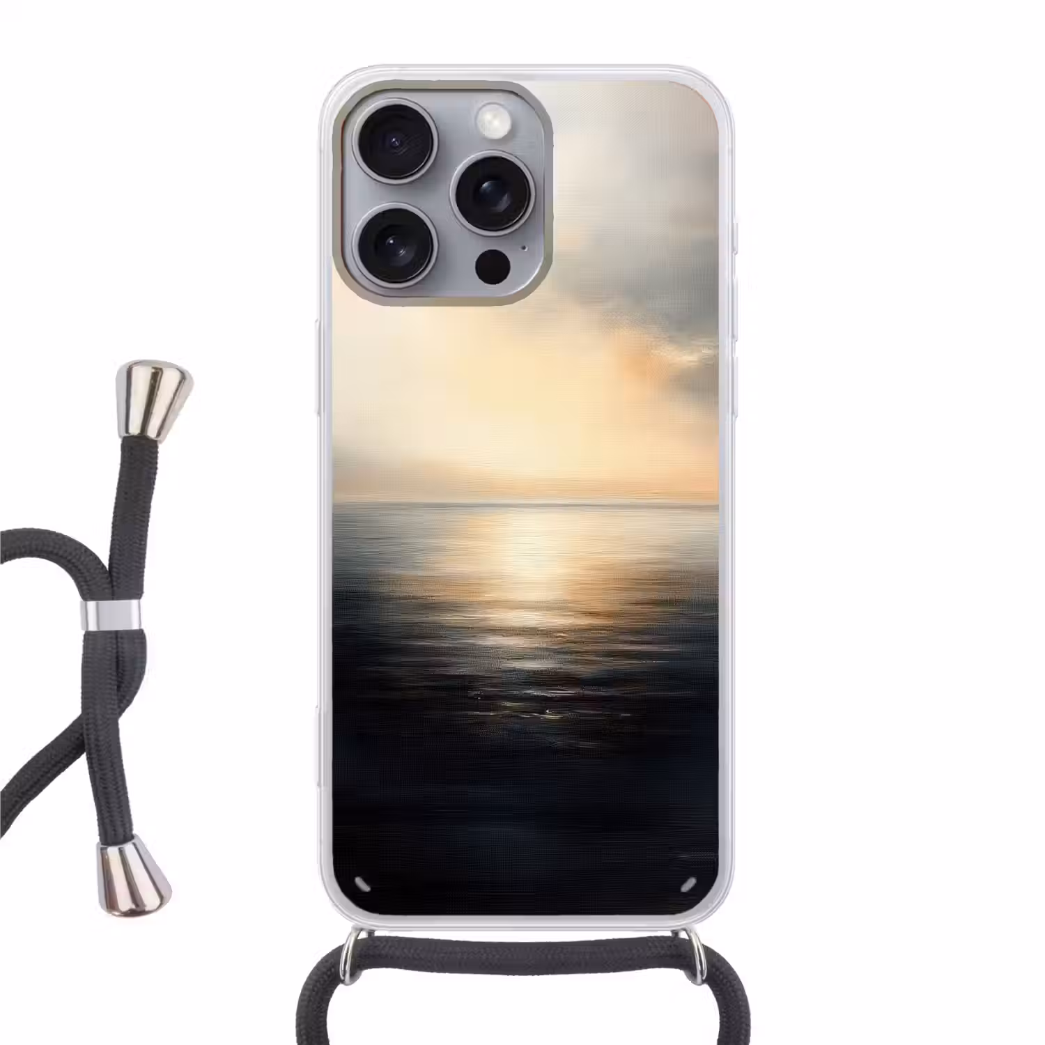 Zon - Horizon - Zee Hoesje iPhone 16 Pro Max met koord klein -3d