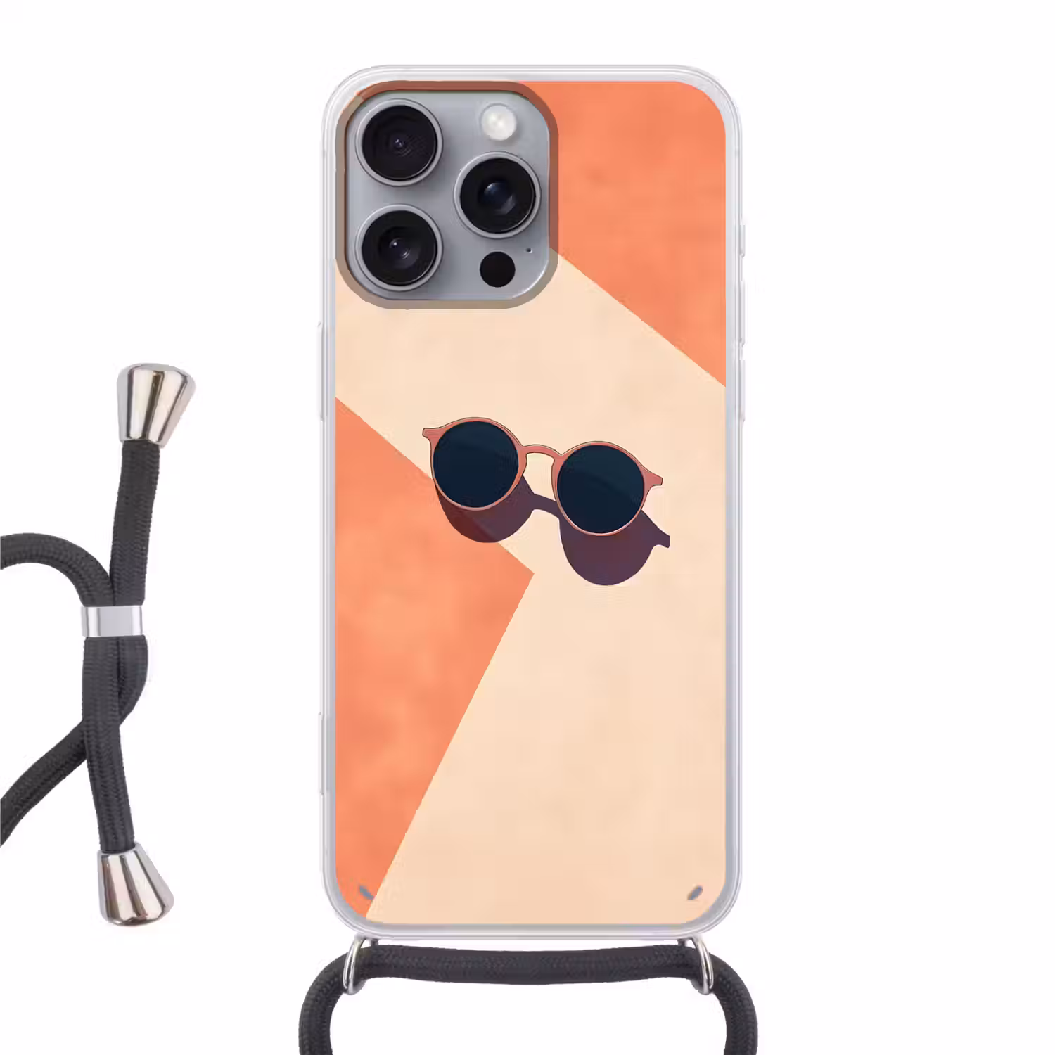 Zonnebril - Schaduw - Oranje - Minimalistisch Hoesje iPhone 16 Pro Max met koord klein -3d