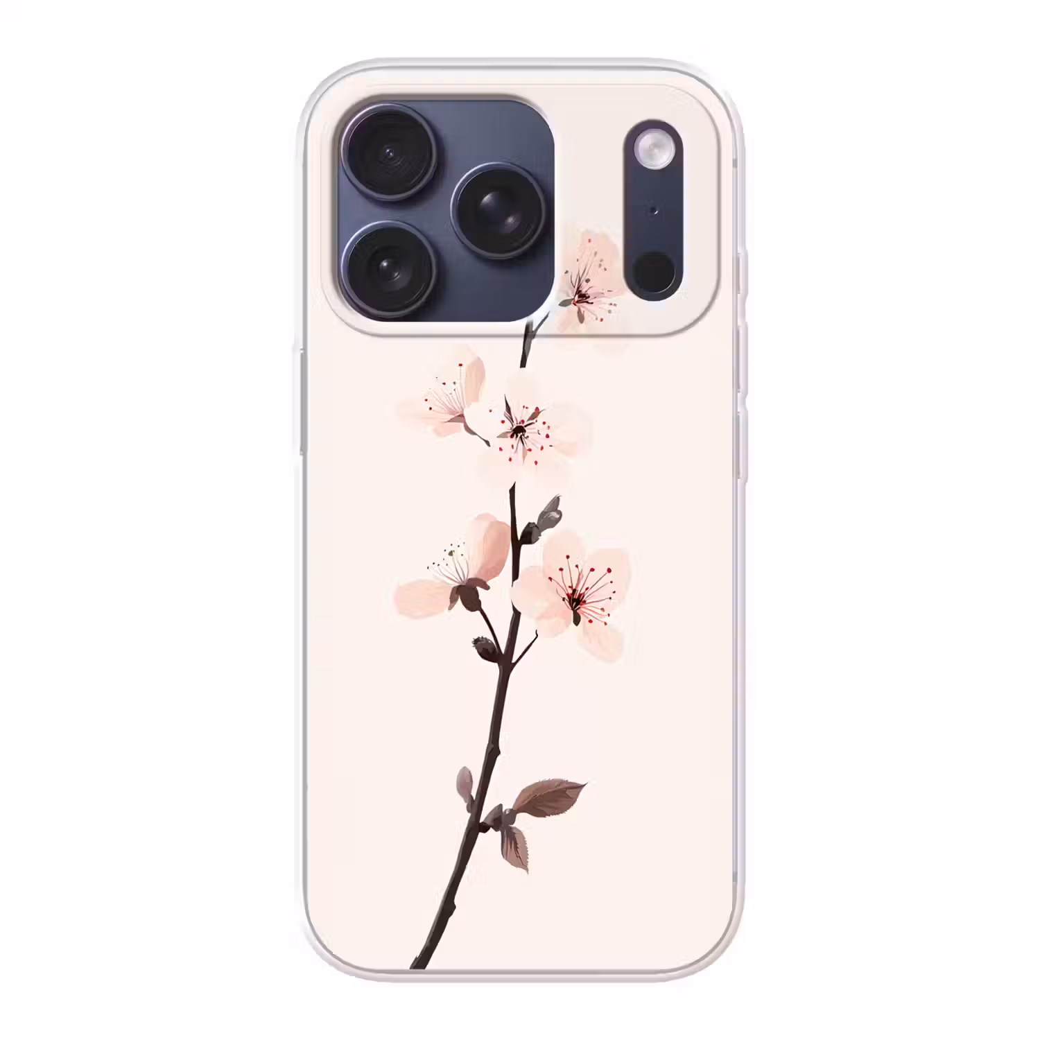 Minimalistisch - Bloesem - Tak - Roze Telefoonhoesje iPhone 17 Pro klein -3d