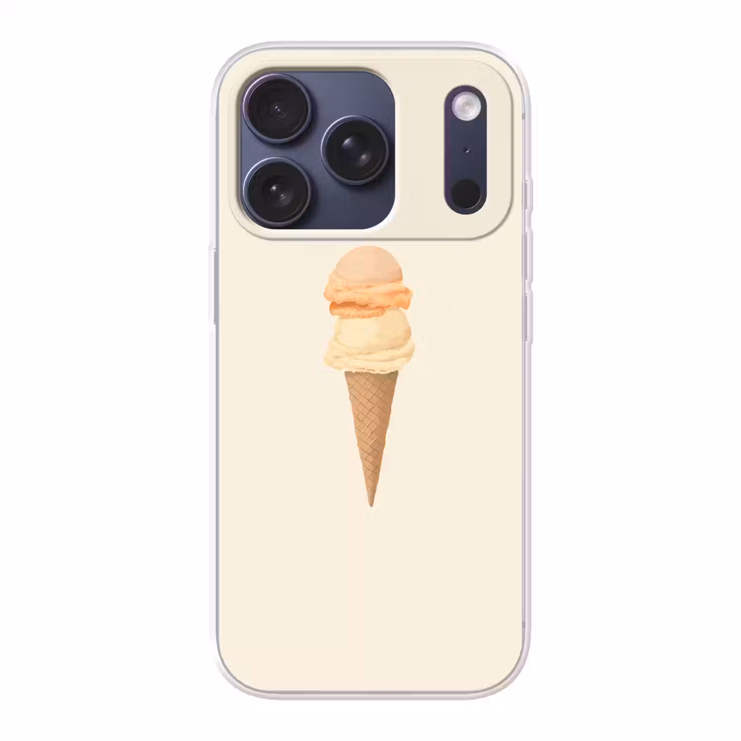 Minimalistisch - Schepijs - Hoorntje - Beige Telefoonhoesje iPhone 17 Pro klein -3d