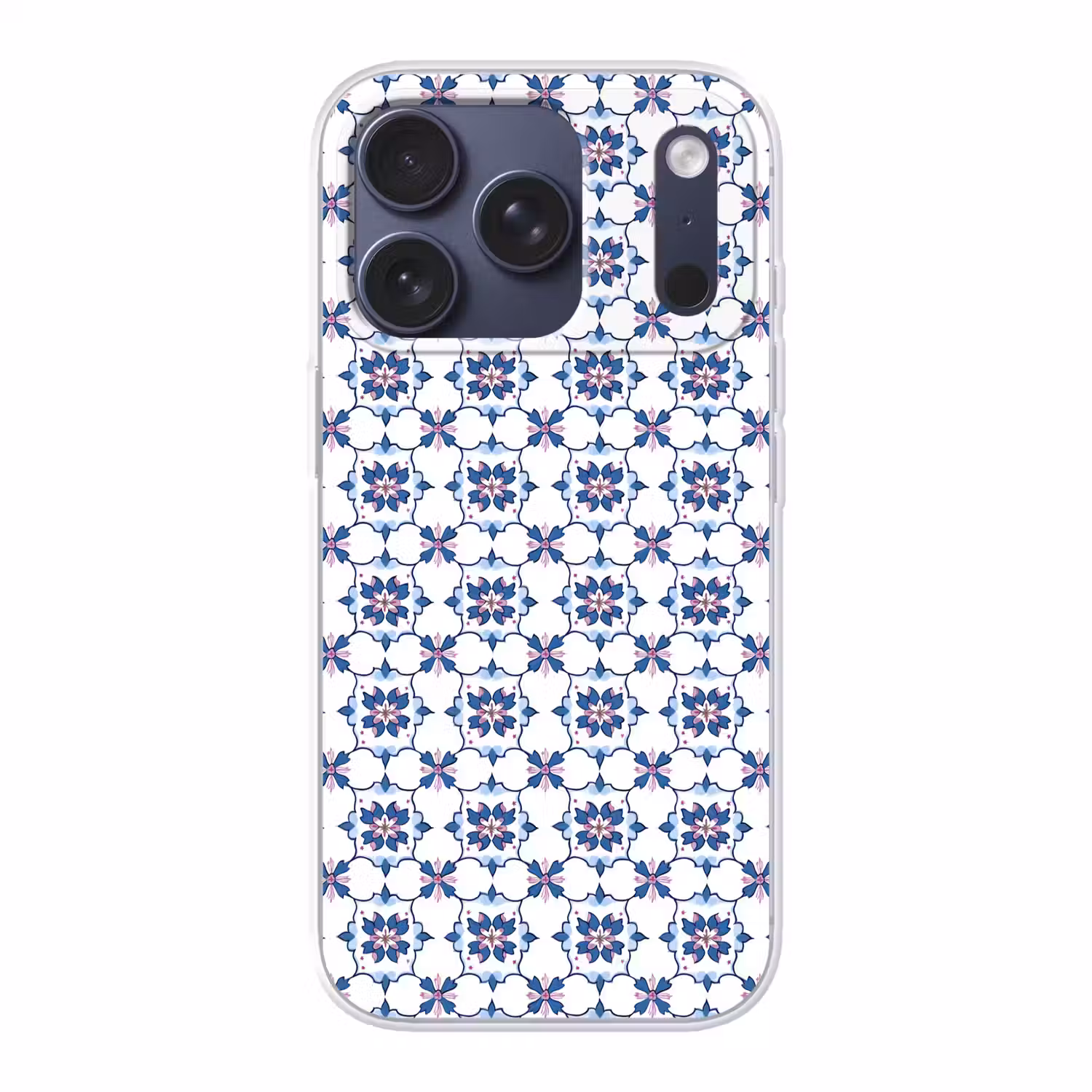 Modern - Patroon - Blauw - Roze Telefoonhoesje iPhone 17 Pro klein 878 -3d