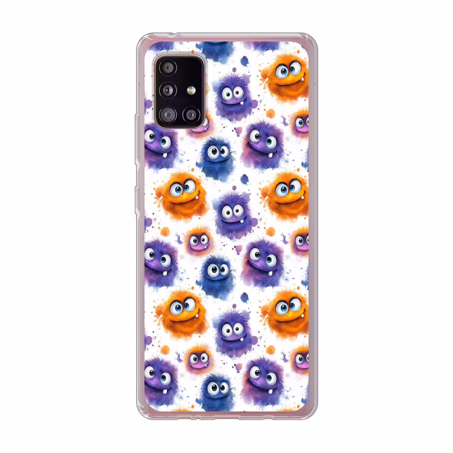 Monstertjes - Aquarel - Kleurrijk Telefoonhoesje Samsung Galaxy A51 5G klein 373 -3d