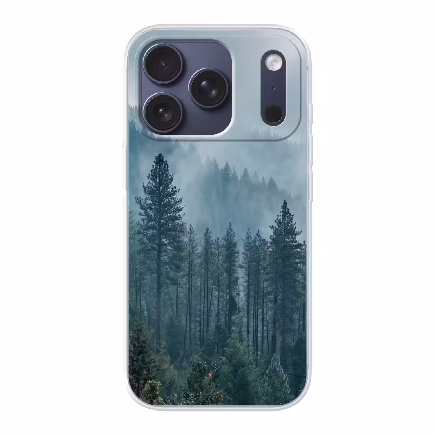 Naaldwoud - Bergen - Mist Telefoonhoesje iPhone 17 Pro klein -3d