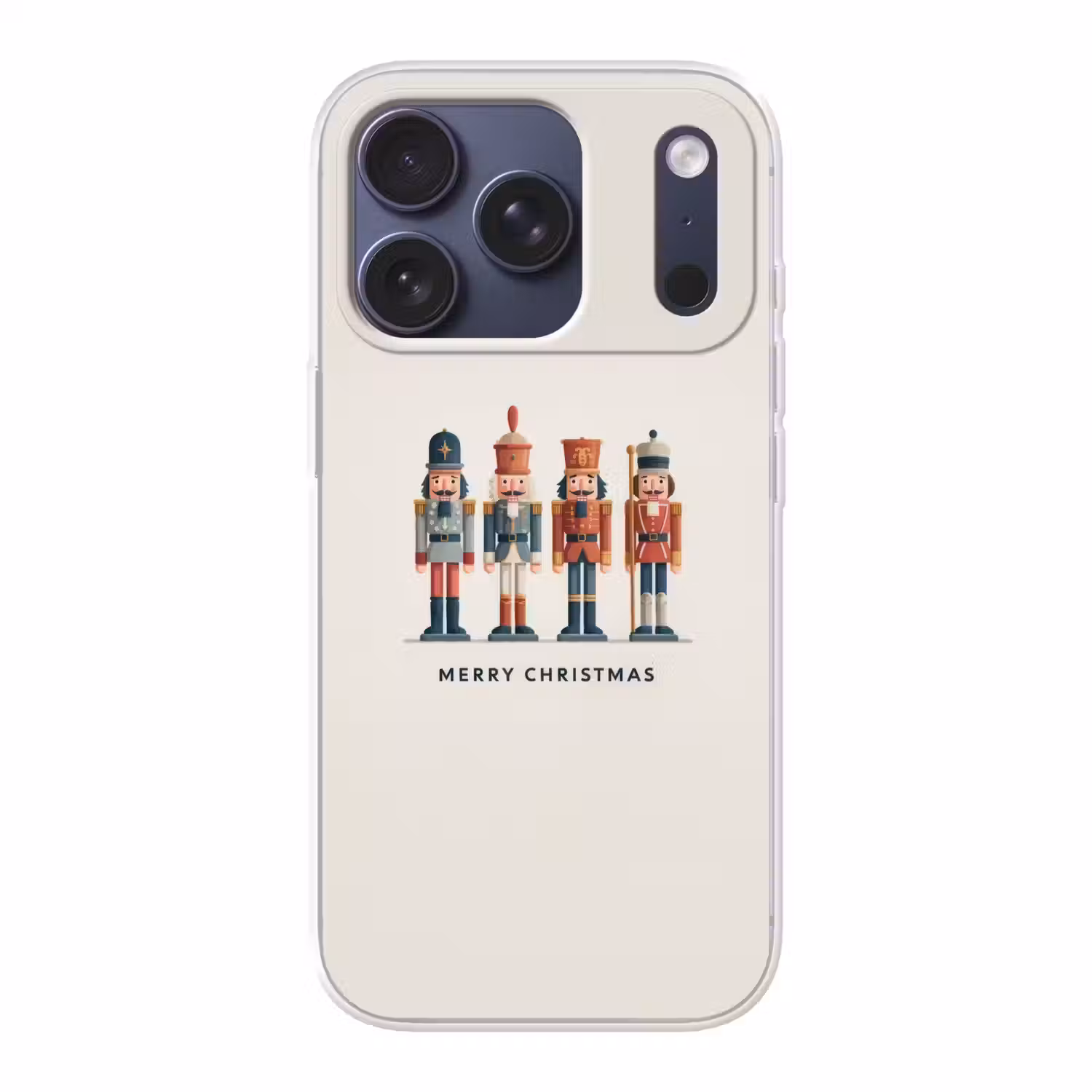Notenkrakers - Minimalistisch - Kerst - Beige Telefoonhoesje iPhone 17 Pro klein -3d