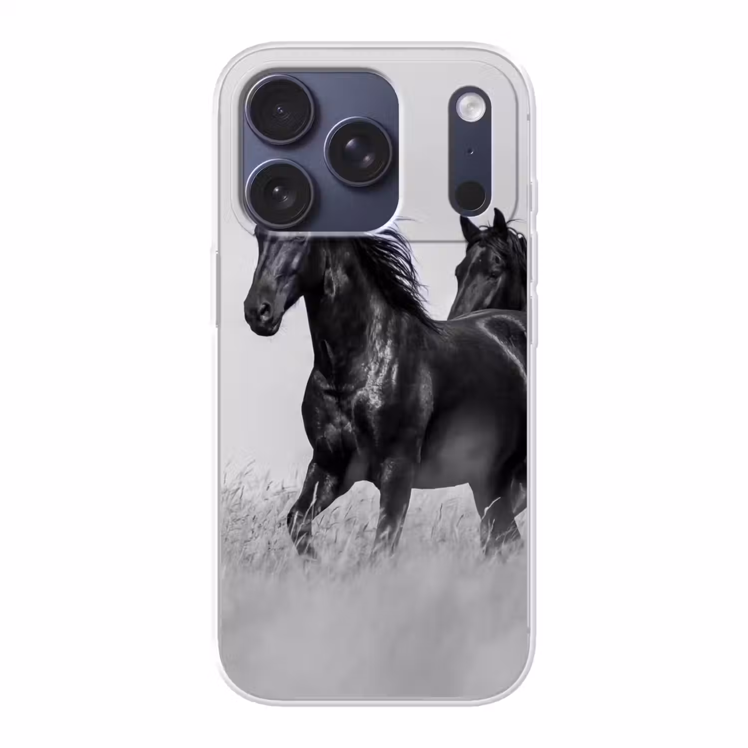 Paarden - Gras - Zwart - Wit Telefoonhoesje iPhone 17 Pro klein -3d