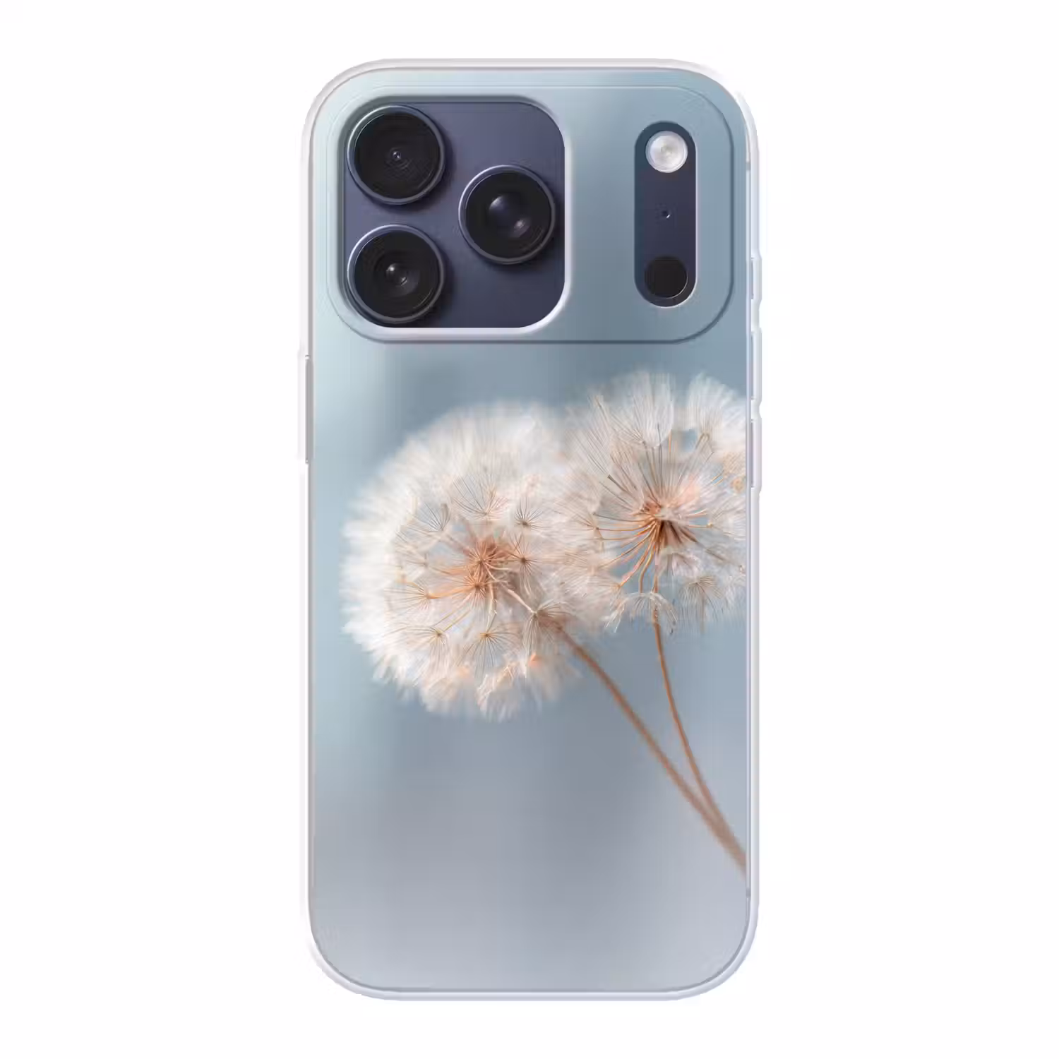 Paardenbloemen - Pluisjes - Wit Telefoonhoesje iPhone 17 Pro klein -3d
