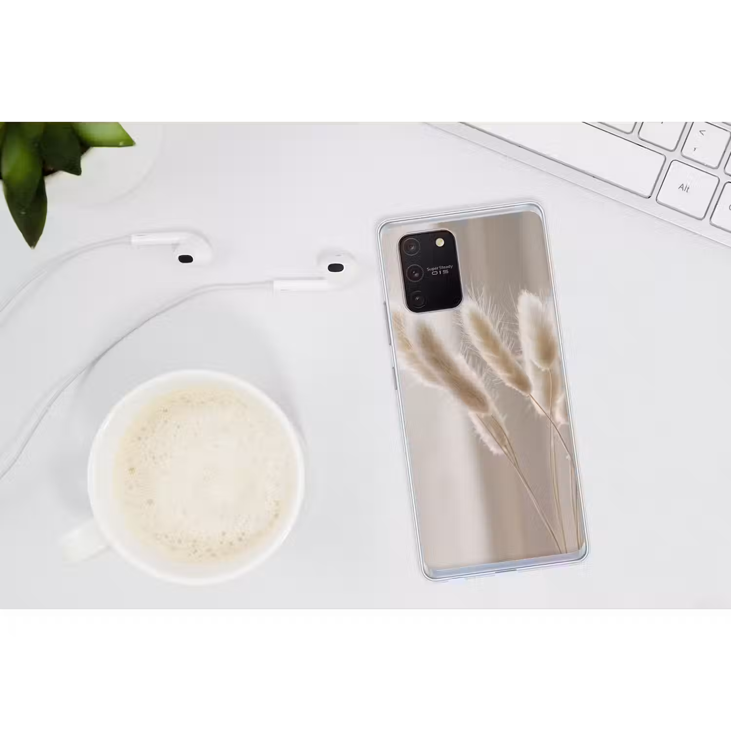 Pampasgras - Pluim - Wit Telefoonhoesje Samsung Galaxy S10 Lite klein -oordopS10Lite