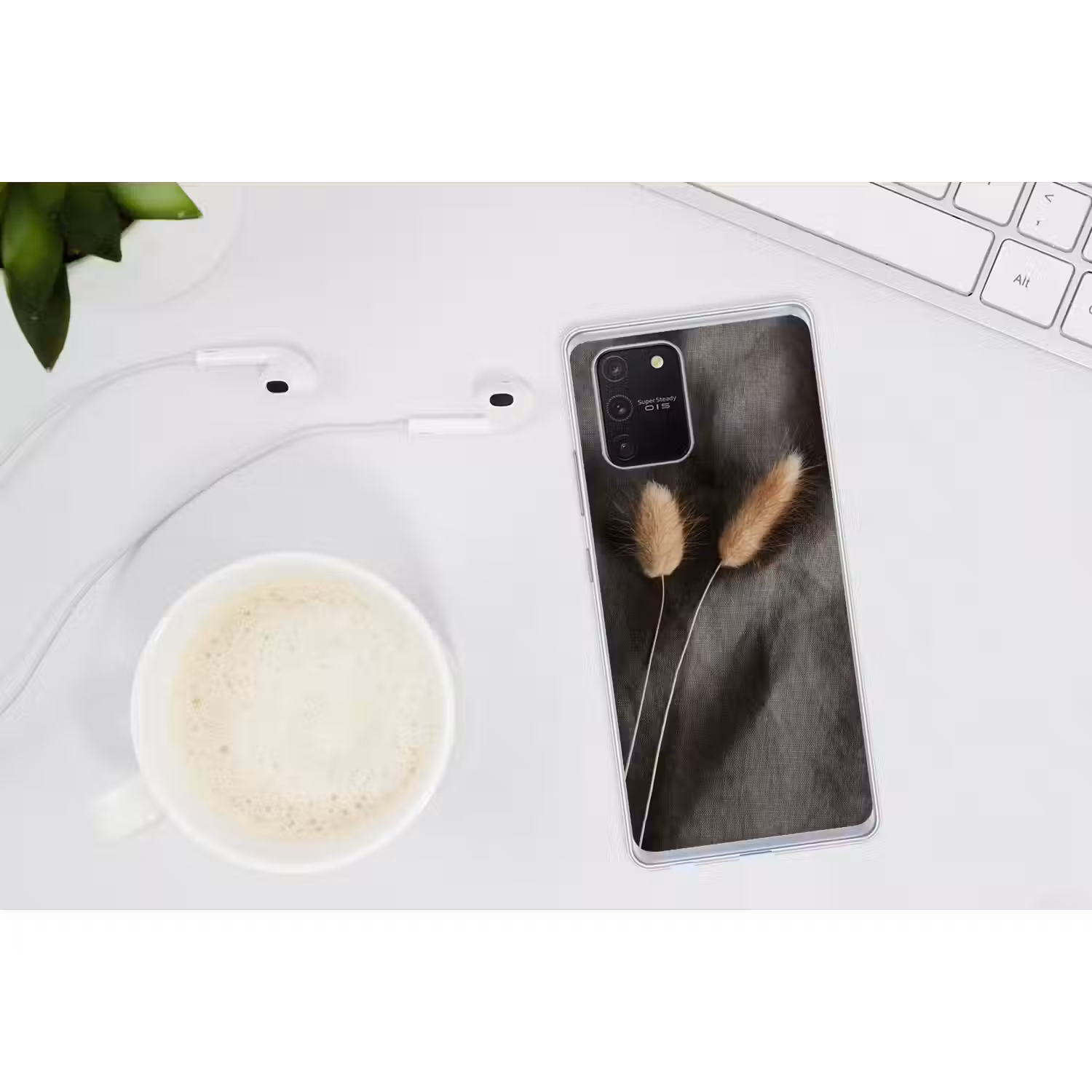 Pampasgras - Pluim - Zwart - Beige Telefoonhoesje Samsung Galaxy S10 Lite klein -oordopS10Lite