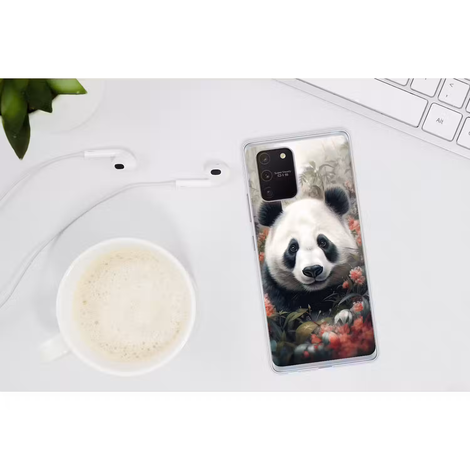 Panda - Wilde dieren - Bloemen - Natuur Telefoonhoesje Samsung Galaxy S10 Lite klein -oordopS10Lite