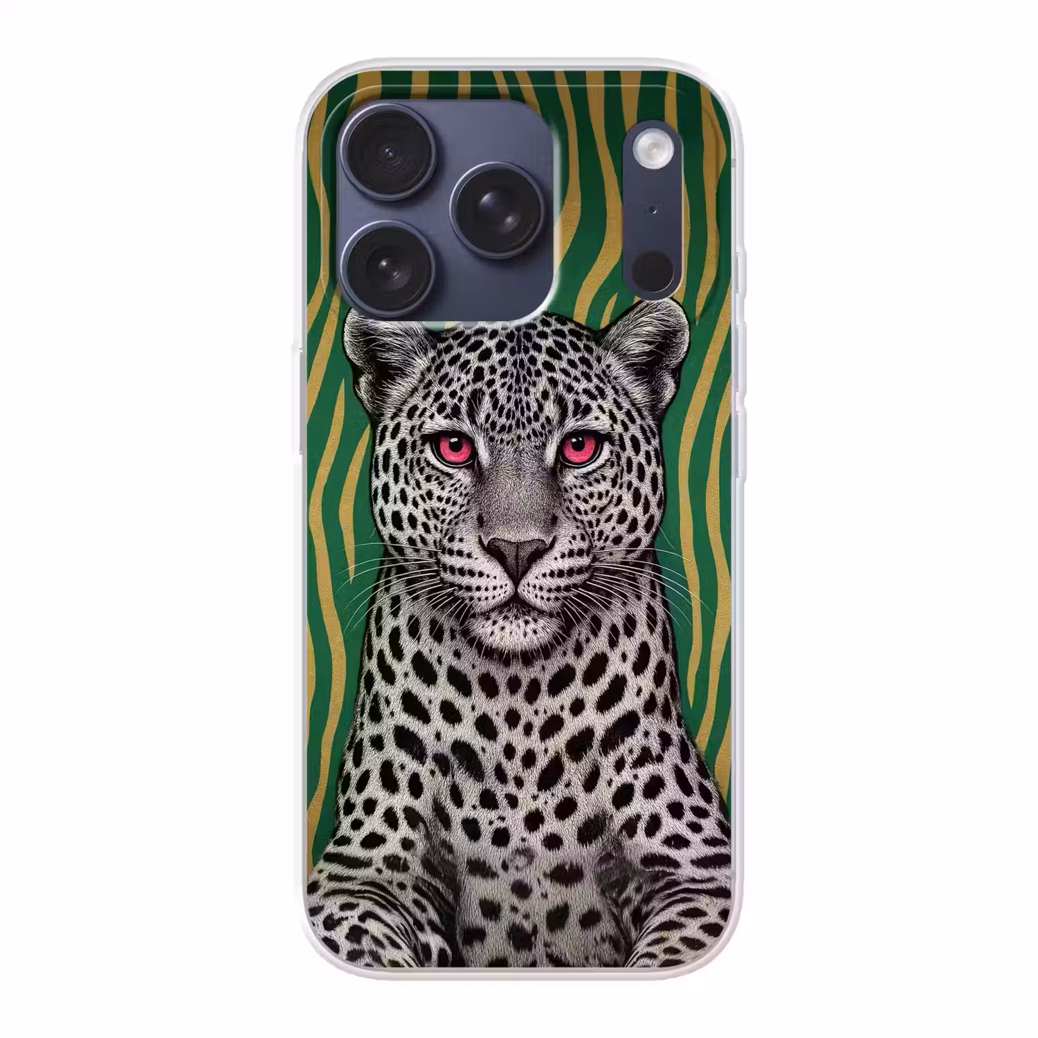 Panter - Zebrapatroon - Groen Telefoonhoesje iPhone 17 Pro klein -3d