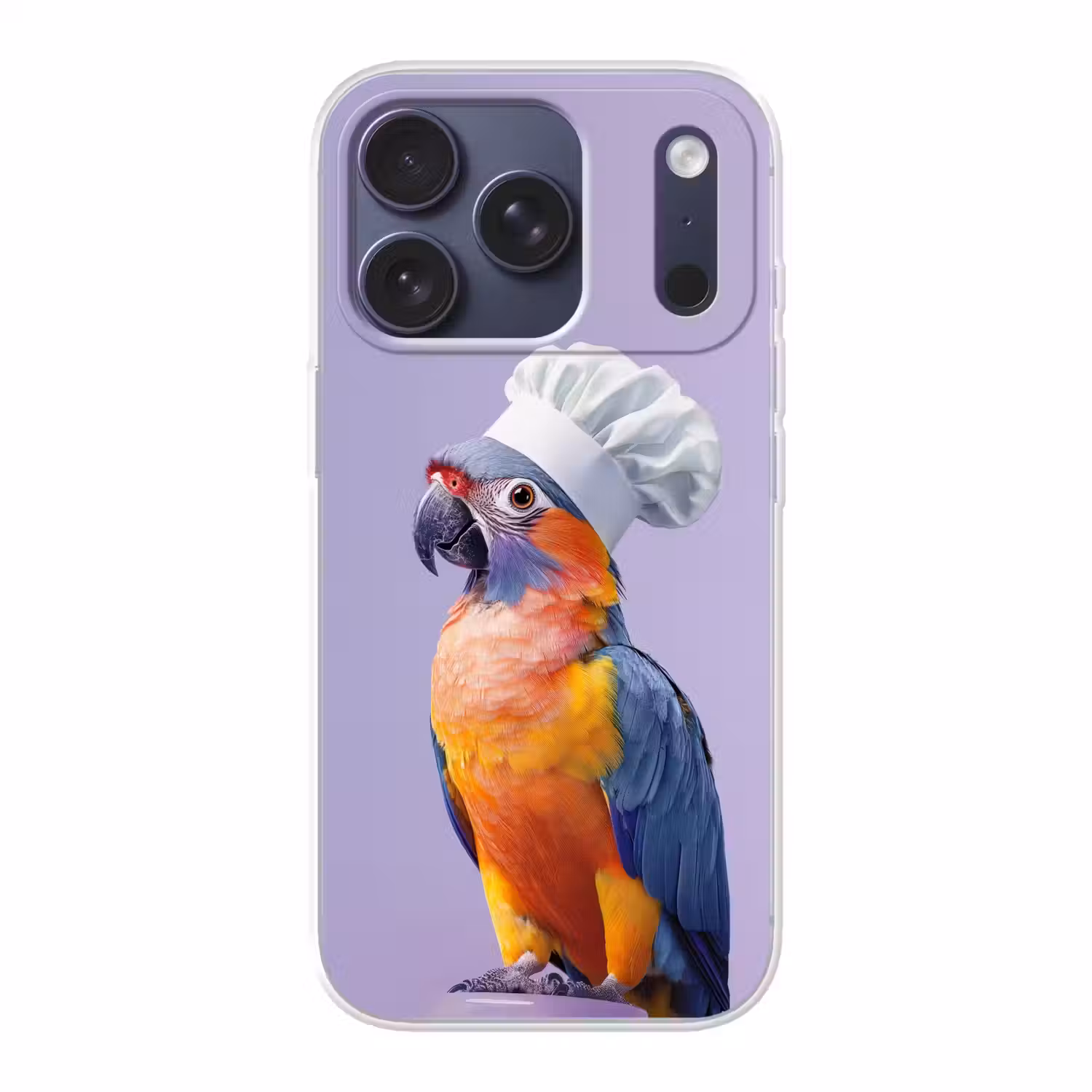 Papegaai - Koksmuts - Paars - Cute Telefoonhoesje iPhone 17 Pro klein -3d