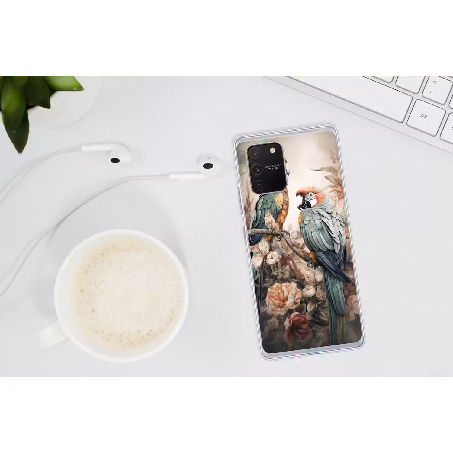 Papegaaien - Vogels - Natuur - Bloemen Telefoonhoesje Samsung Galaxy S10 Lite klein -oordopS10Lite