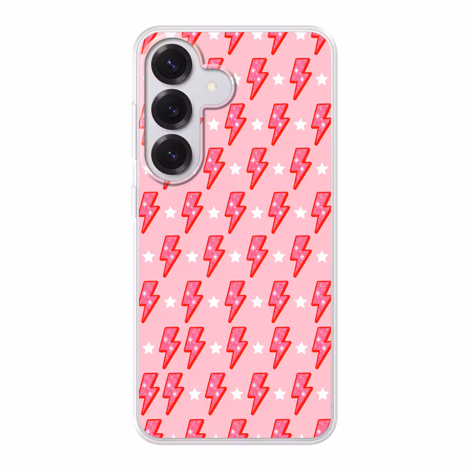 Patroon - Bliksem - Ster - Glitter - Roze Telefoonhoesje Samsung Galaxy S26 klein -3d