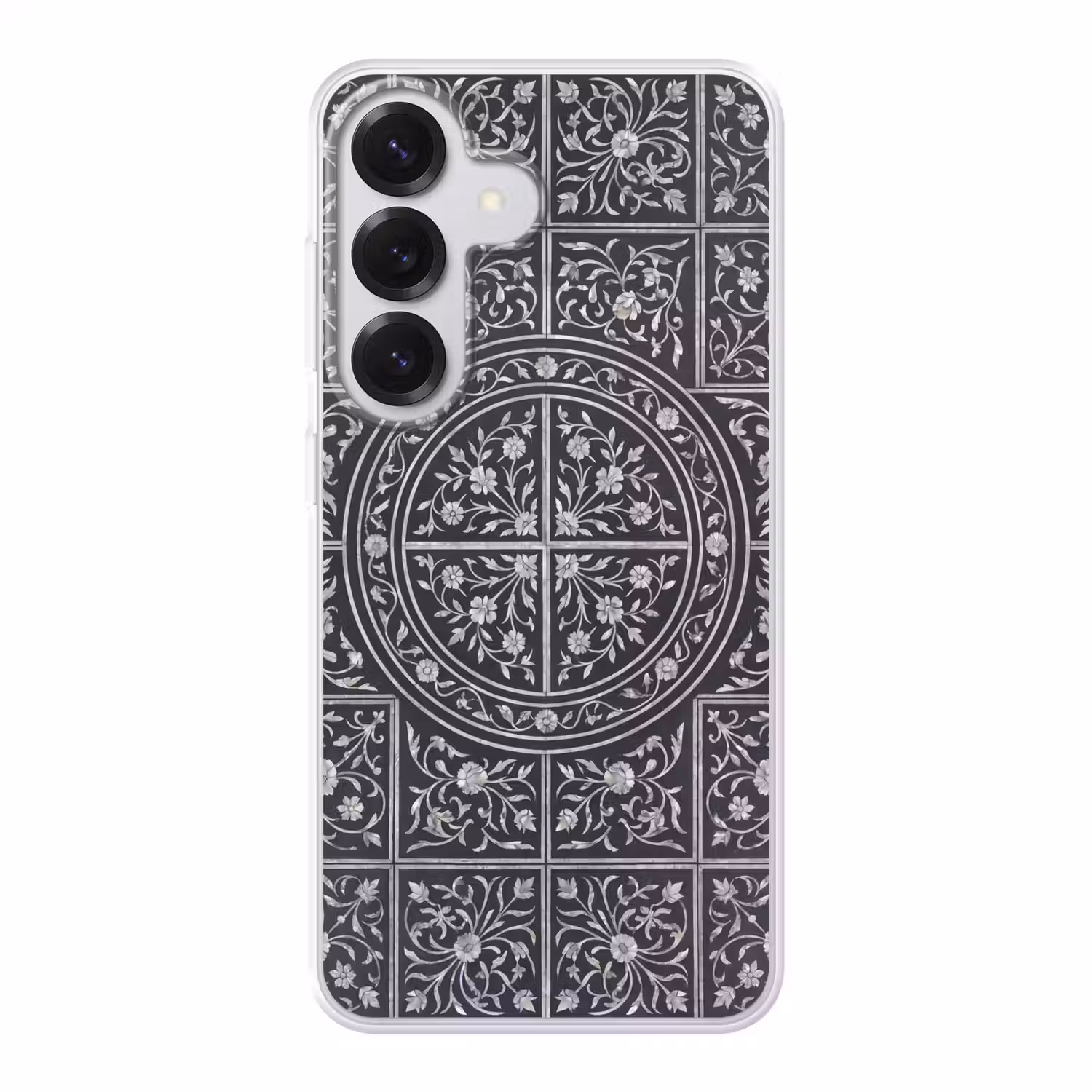 Patroon - Bloemmotief - Decoratie - Klassiek - Zwart Telefoonhoesje Samsung Galaxy S26 klein -3d