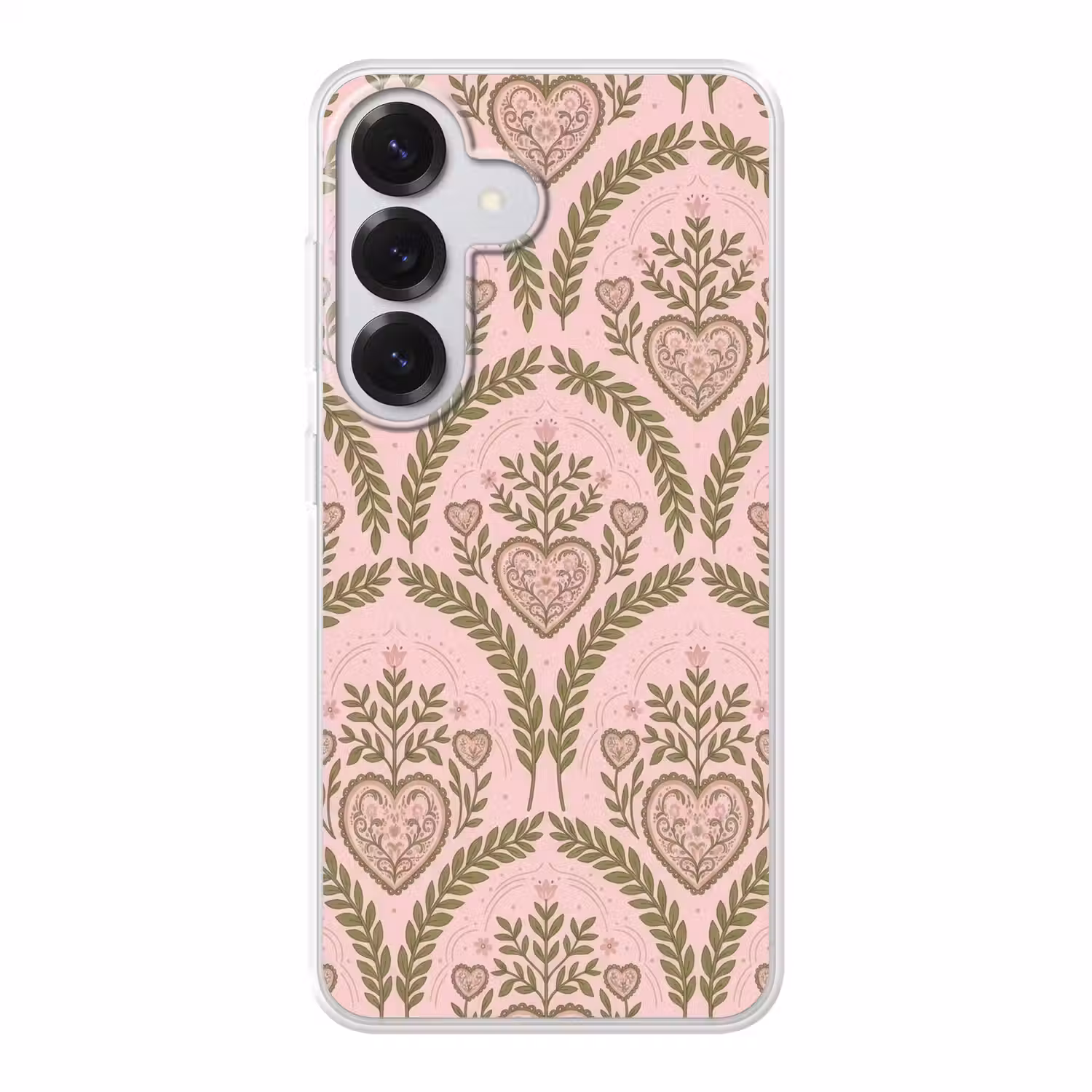 Patroon - Hart - Bloemen - Folkloristisch - Roze Telefoonhoesje Samsung Galaxy S26 klein -3d