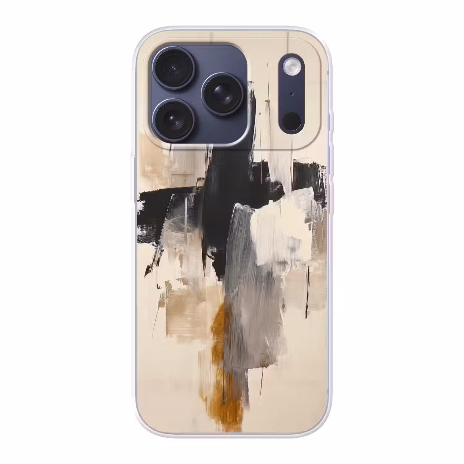 Penseelstreken - Ruw - Abstract - Beige Telefoonhoesje iPhone 17 Pro klein -3d