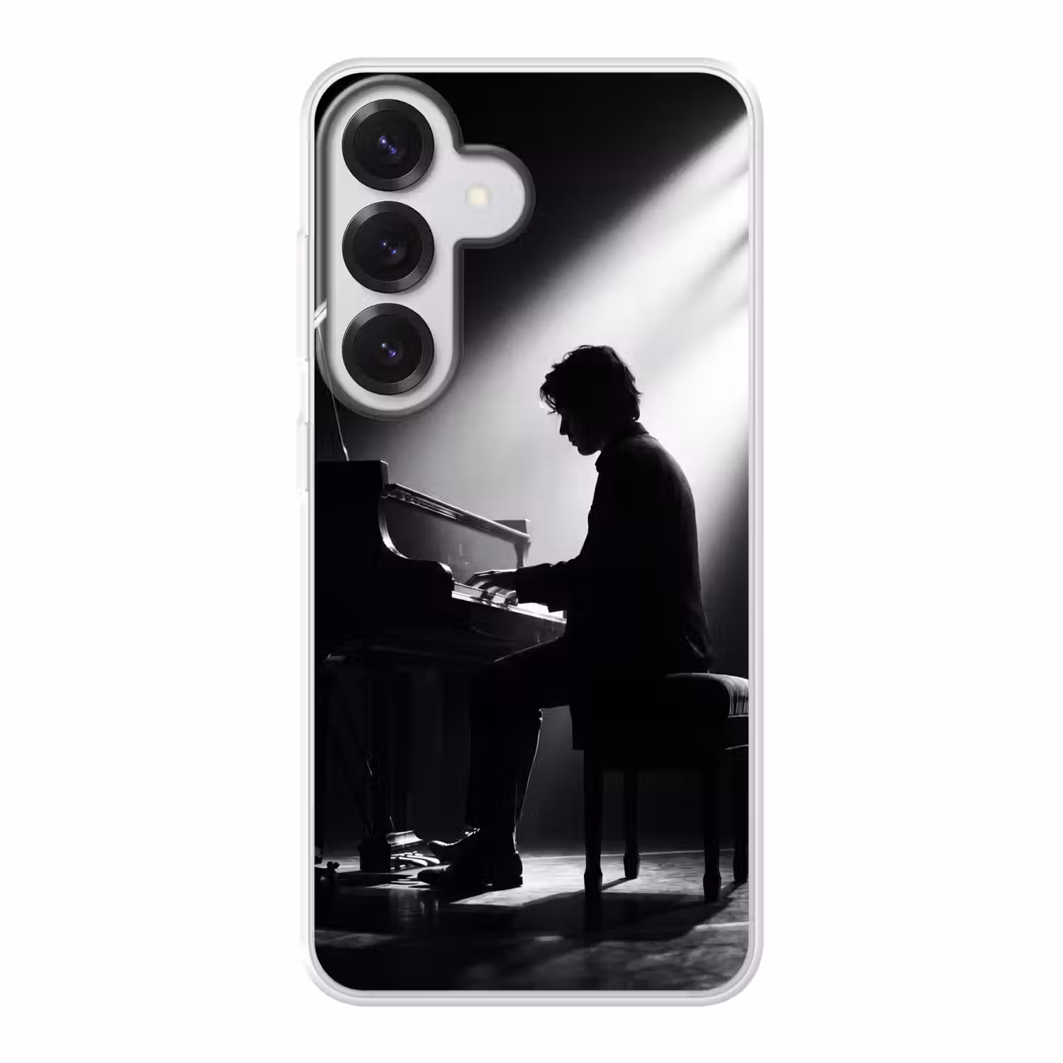 Persoon - Piano - Muziek - Zwart-wit - Podium Telefoonhoesje Samsung Galaxy S26 klein -3d