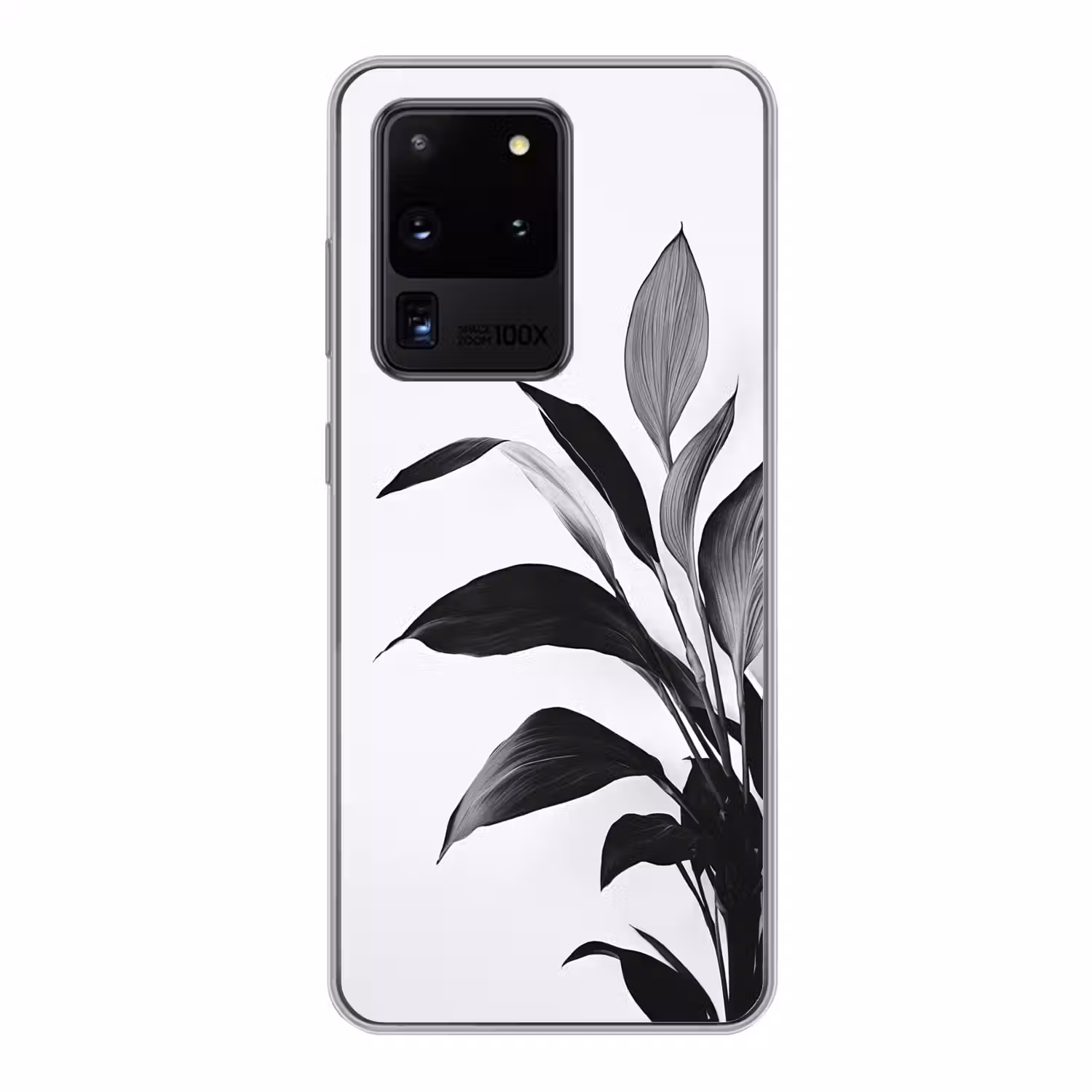 Plant - Bladeren - Minimalistisch - Zwart Telefoonhoesje Samsung Galaxy S20 Ultra klein -3d