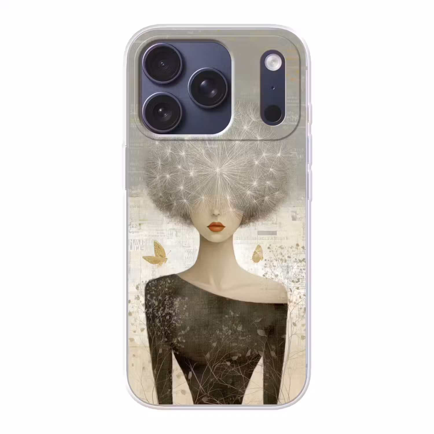 Pluis - Vrouw - Beige Telefoonhoesje iPhone 17 Pro klein -3d