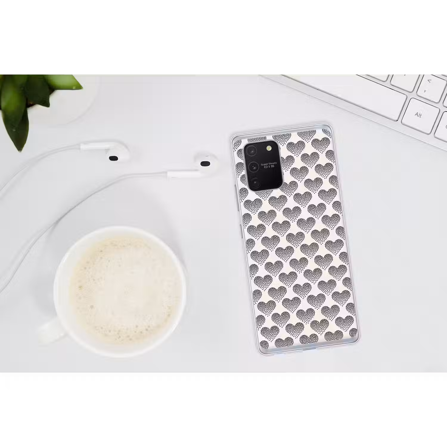 Polka - Stippen - Wit - Zwart Telefoonhoesje Samsung Galaxy S10 Lite klein 364 -oordopS10Lite