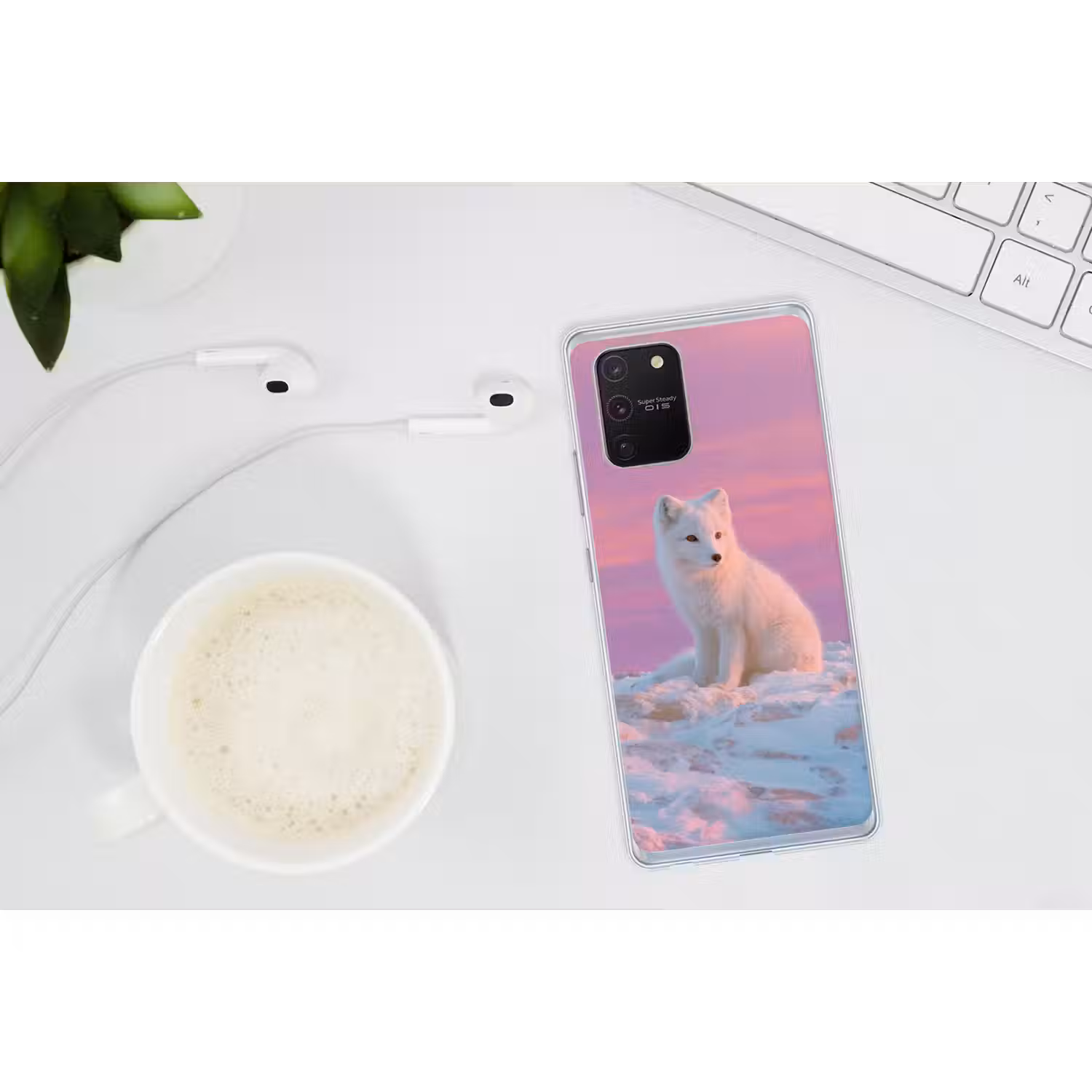 Poolvos - Sneeuw - Roze Telefoonhoesje Samsung Galaxy S10 Lite klein -oordopS10Lite