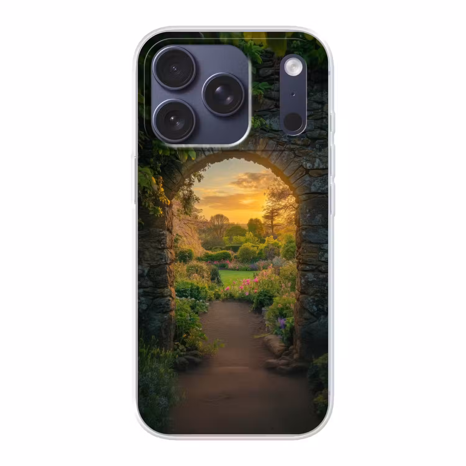 Poort - Planten - Zonsondergang Telefoonhoesje iPhone 17 Pro klein -3d