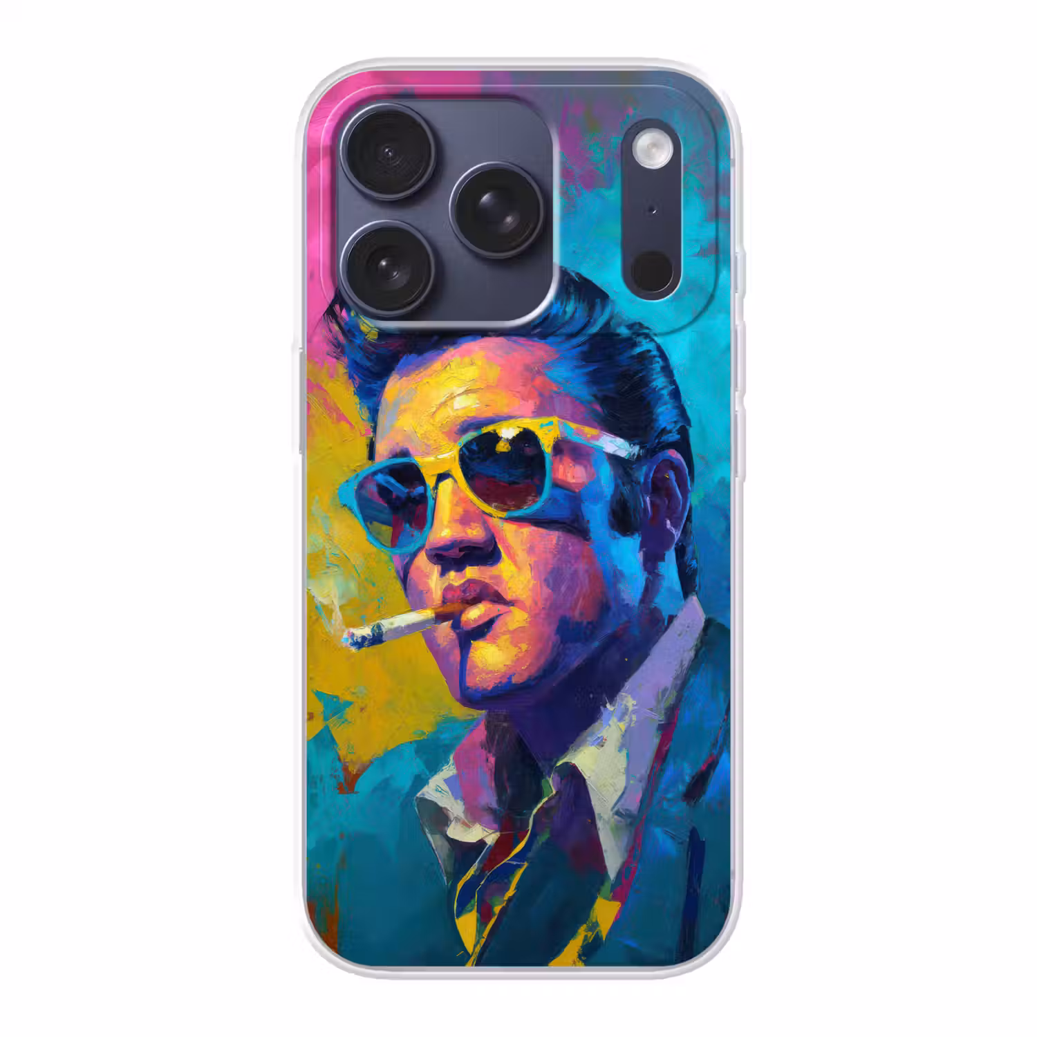 Portret - Sigaret - Kleurrijk - Bril Telefoonhoesje iPhone 17 Pro klein -3d