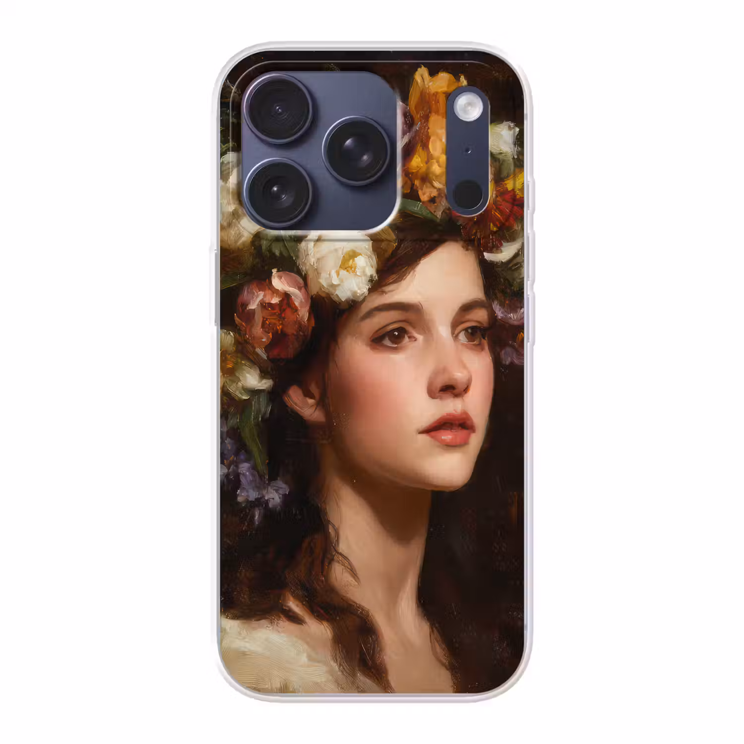 Portret - Vrouw - Bloemen Telefoonhoesje iPhone 17 Pro klein -3d