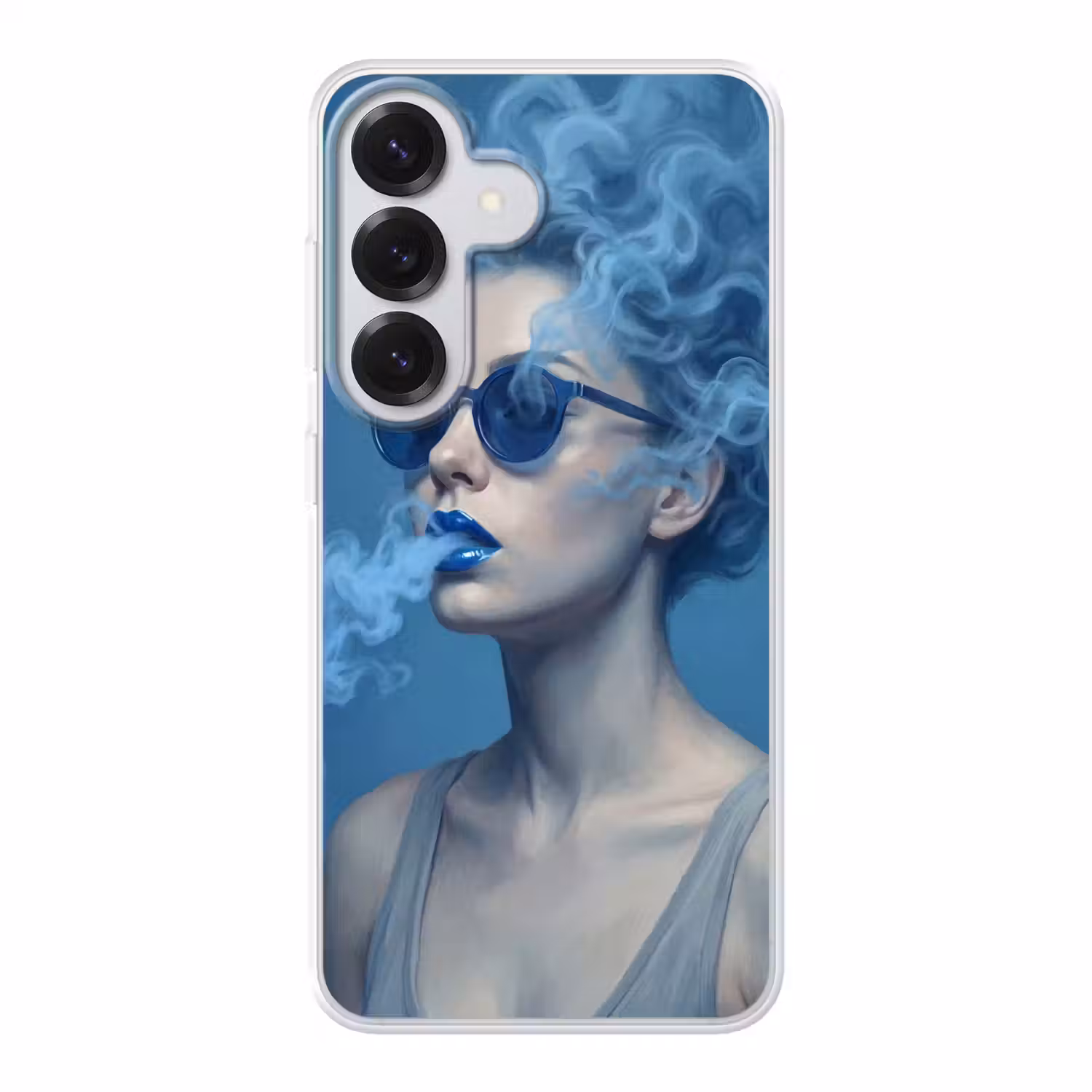 Portret - Zonnebril - Rook - Abstract - Blauw Telefoonhoesje Samsung Galaxy S26 klein -3d