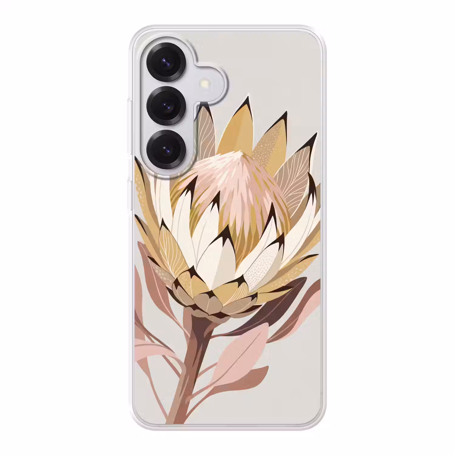 Protea - Bloem - Botanisch - Beige Telefoonhoesje Samsung Galaxy S26 klein -3d