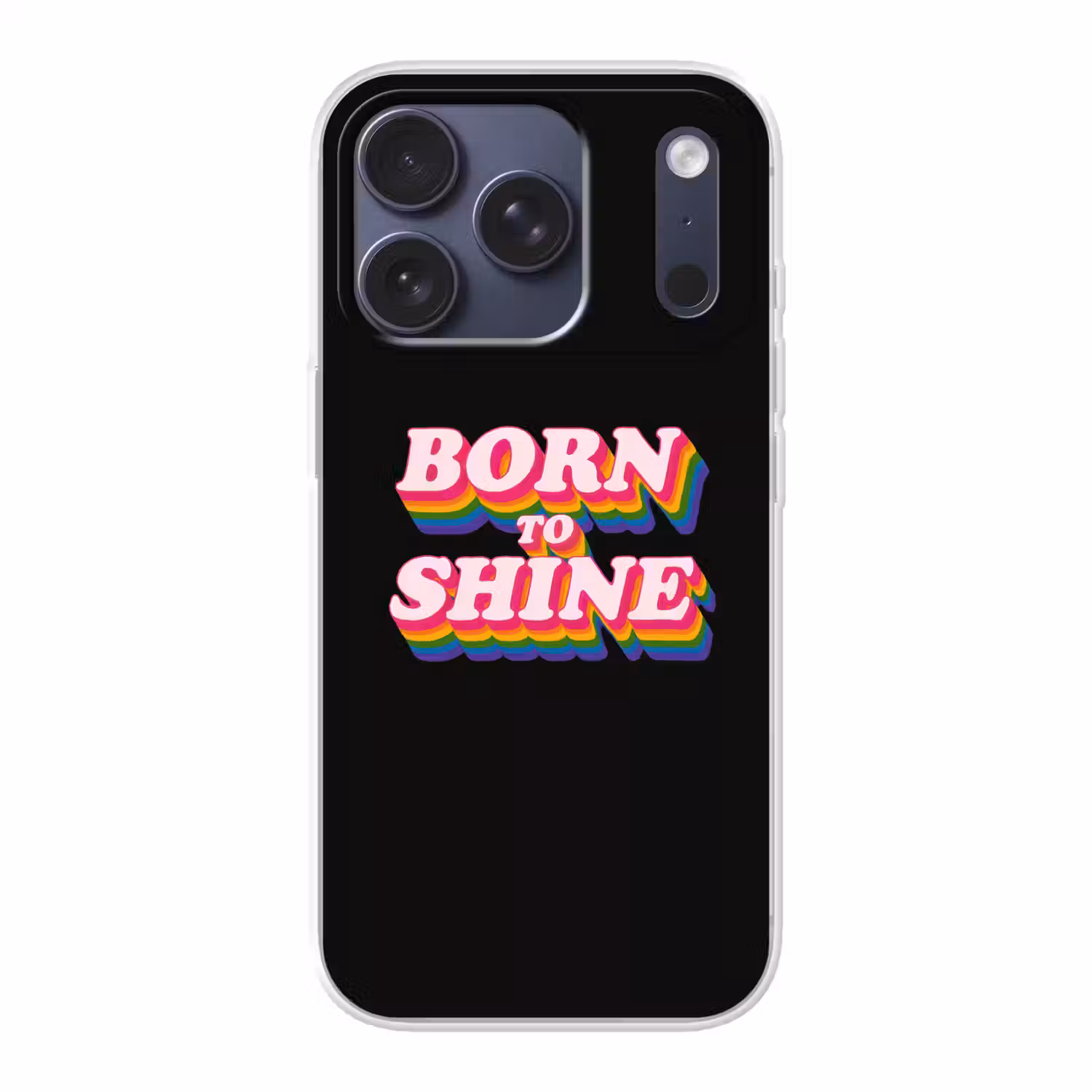 Quote - Regenboog - Roze - Zwart Telefoonhoesje iPhone 17 Pro klein -3d