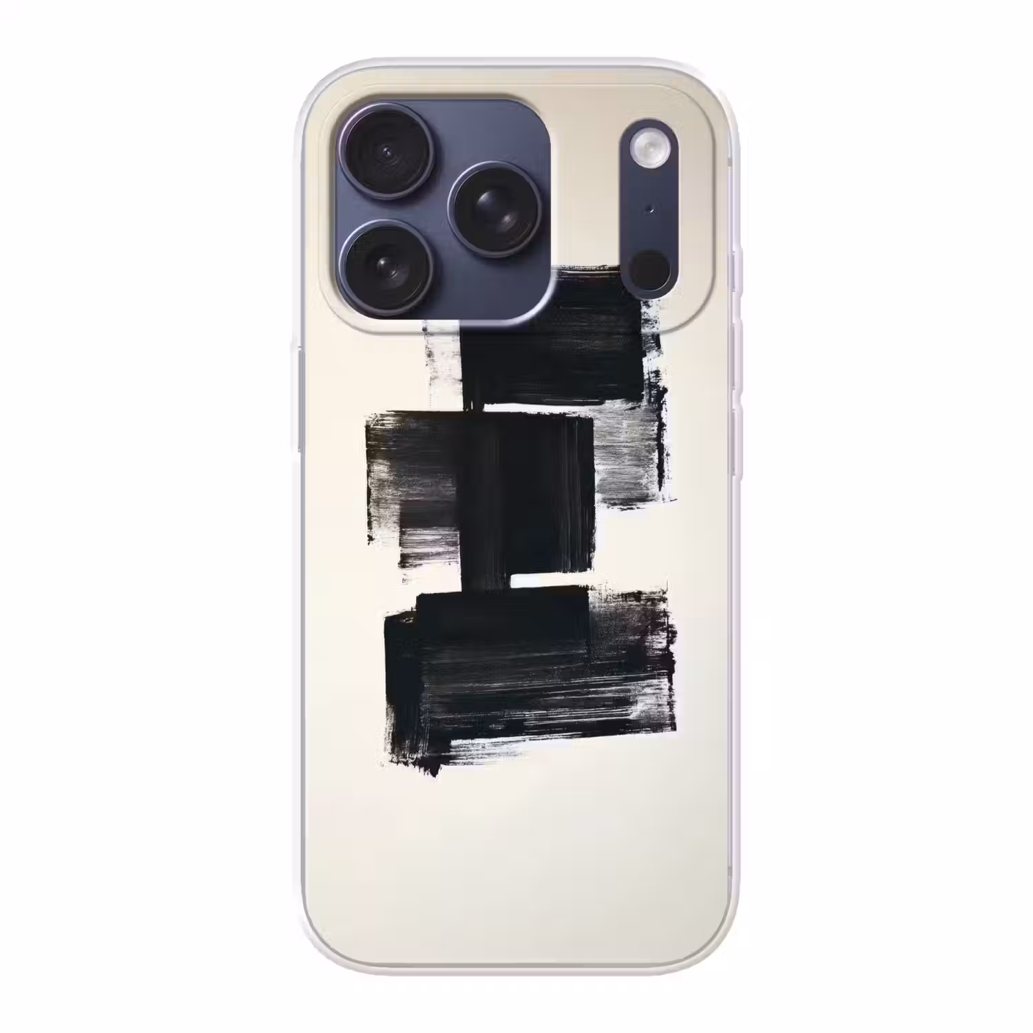Rechthoeken - Penseelstreken - Abstract - Zwart Telefoonhoesje iPhone 17 Pro klein -3d