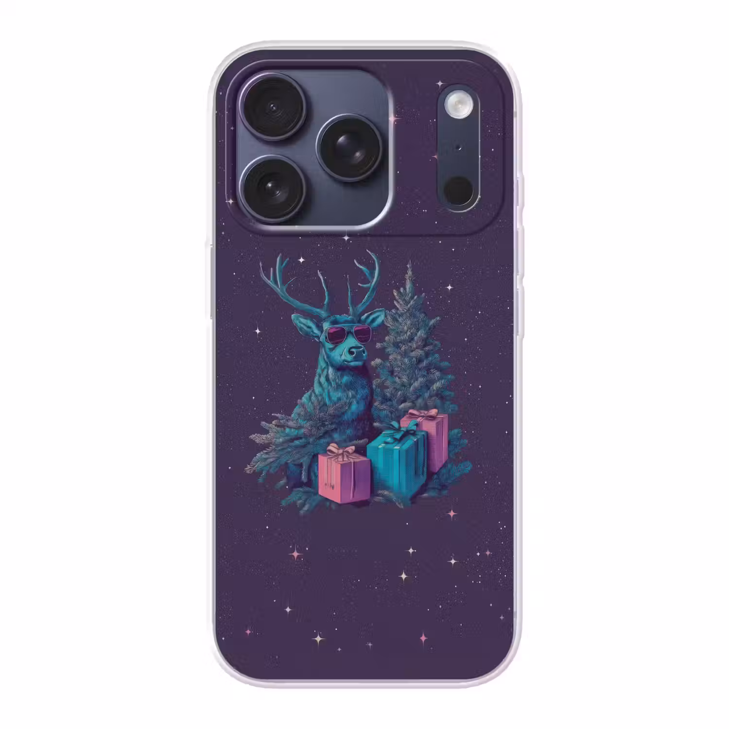 Rendier - Zonnebril - Neon - Kerstboom Telefoonhoesje iPhone 17 Pro klein -3d