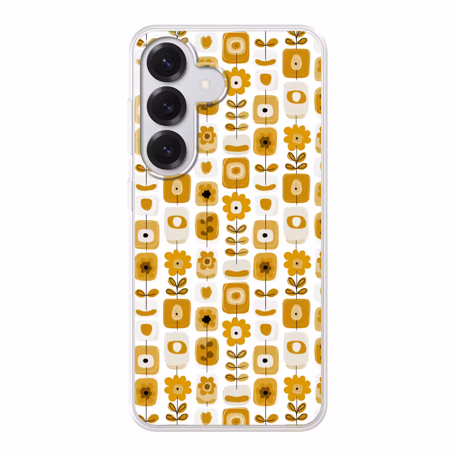 Retro - Abstract - Bloemen - Okergeel Telefoonhoesje Samsung Galaxy S26 klein 975 -3d