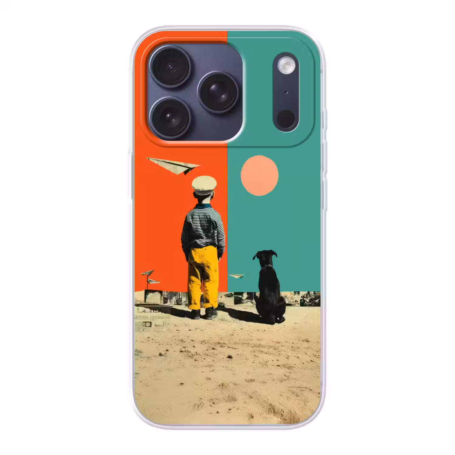 Retro - Jongen - Hond - Rood - Groen Telefoonhoesje iPhone 17 Pro klein -3d
