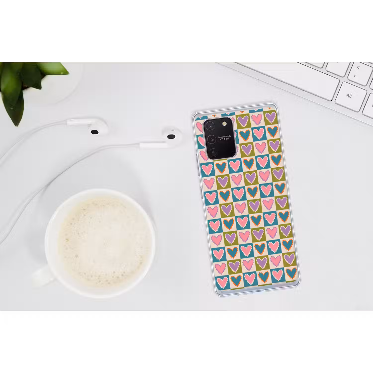 Retro - Kleuren - Patroon - Hartjes Telefoonhoesje Samsung Galaxy S10 Lite klein 364 -oordopS10Lite